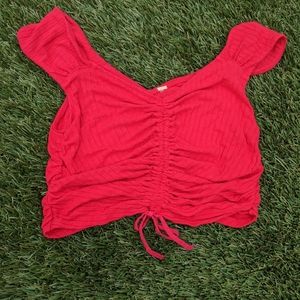 free people red cinch crop top